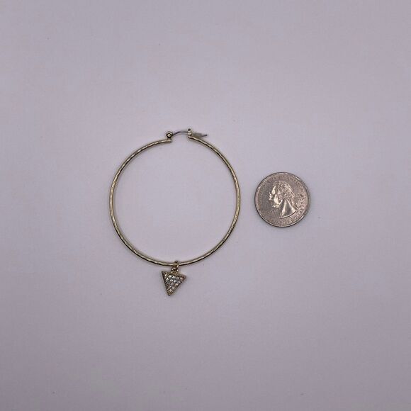 Michael Kors Women’s Zirconia Triangle Dangling Pendant Charm Gold Hoop Earrings - Picture 4 of 12